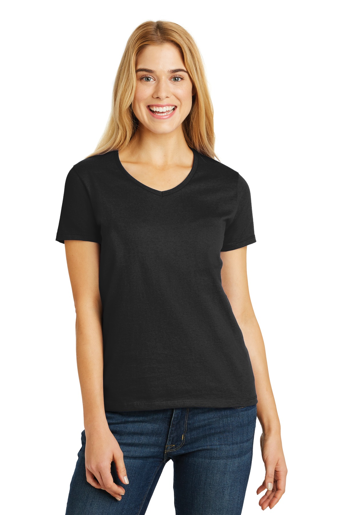 DISCONTINUED Hanes Ladies ComfortSoft V-Neck Tee. 5780