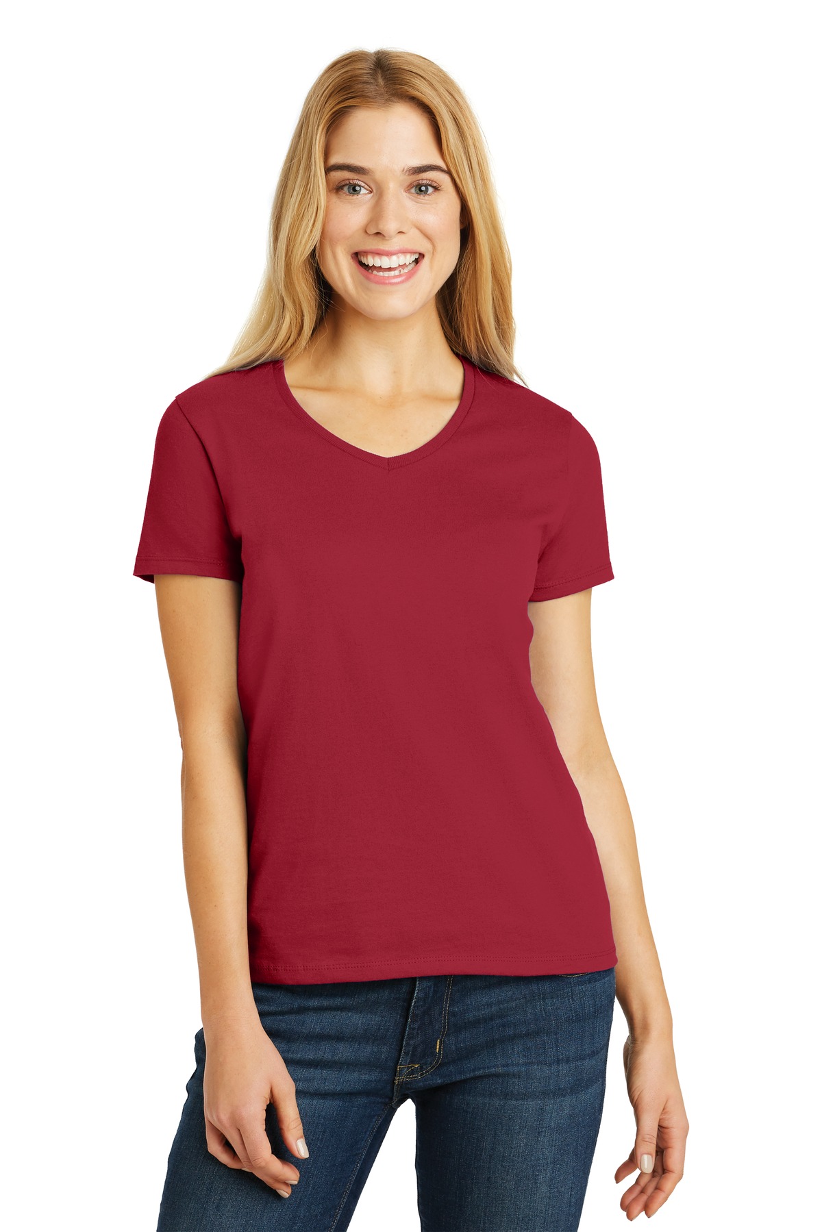 DISCONTINUED Hanes Ladies ComfortSoft V-Neck Tee. 5780