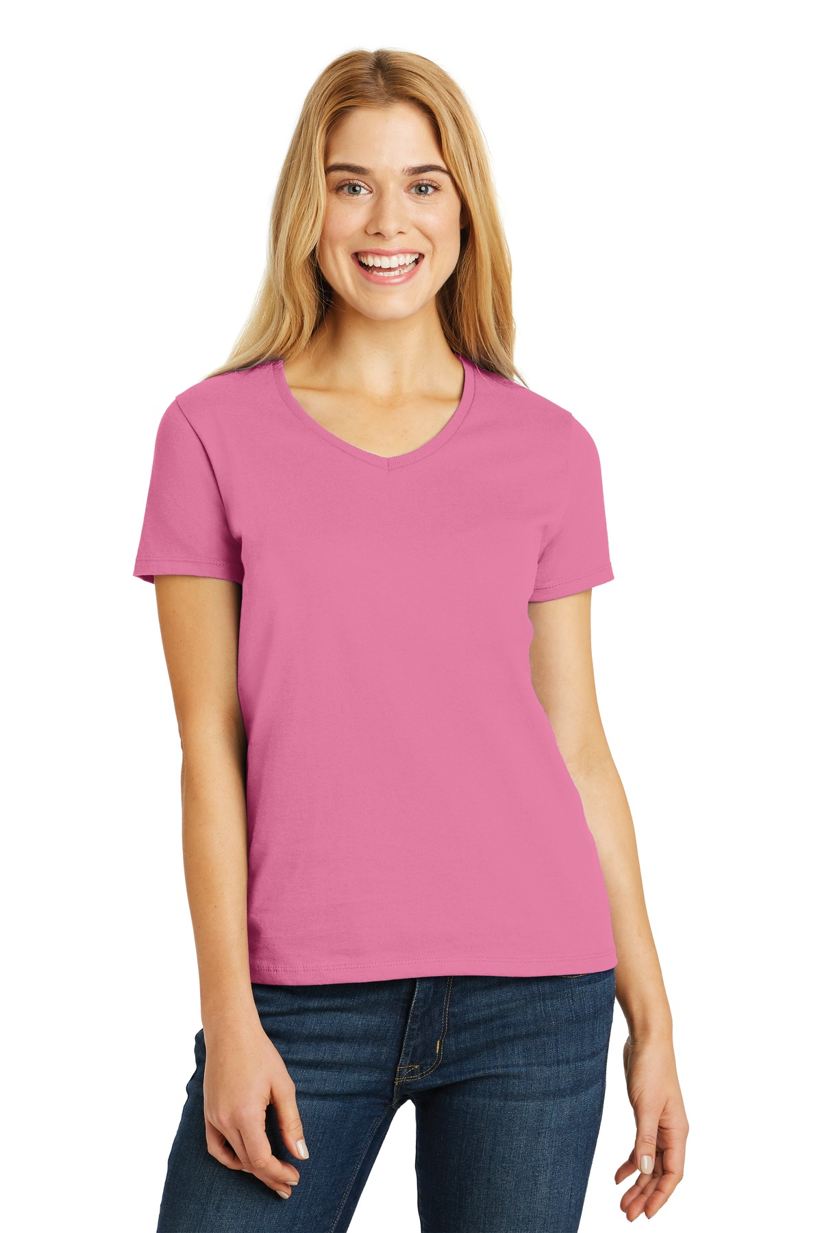 DISCONTINUED Hanes Ladies ComfortSoft V-Neck Tee. 5780