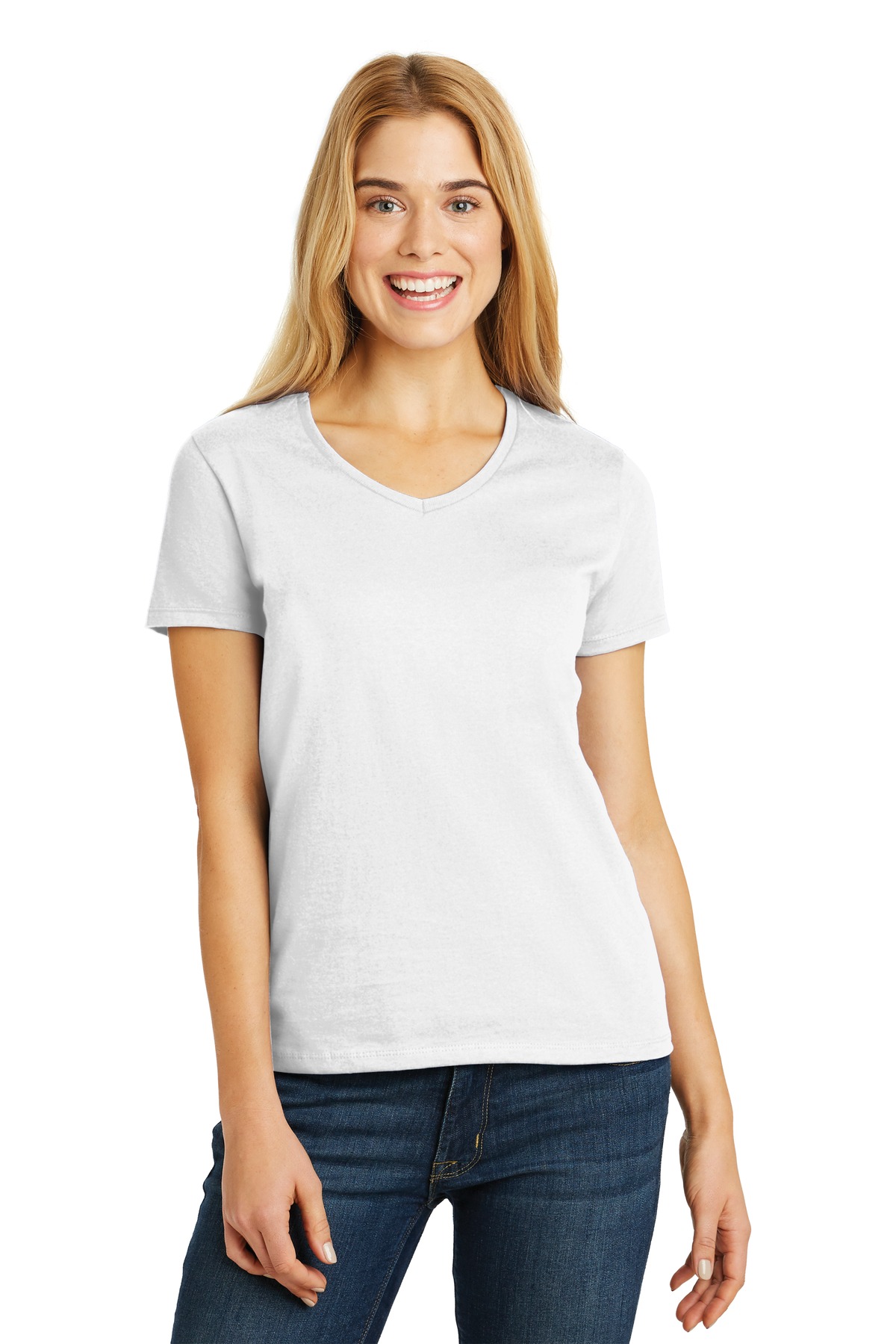 DISCONTINUED Hanes Ladies ComfortSoft V-Neck Tee. 5780