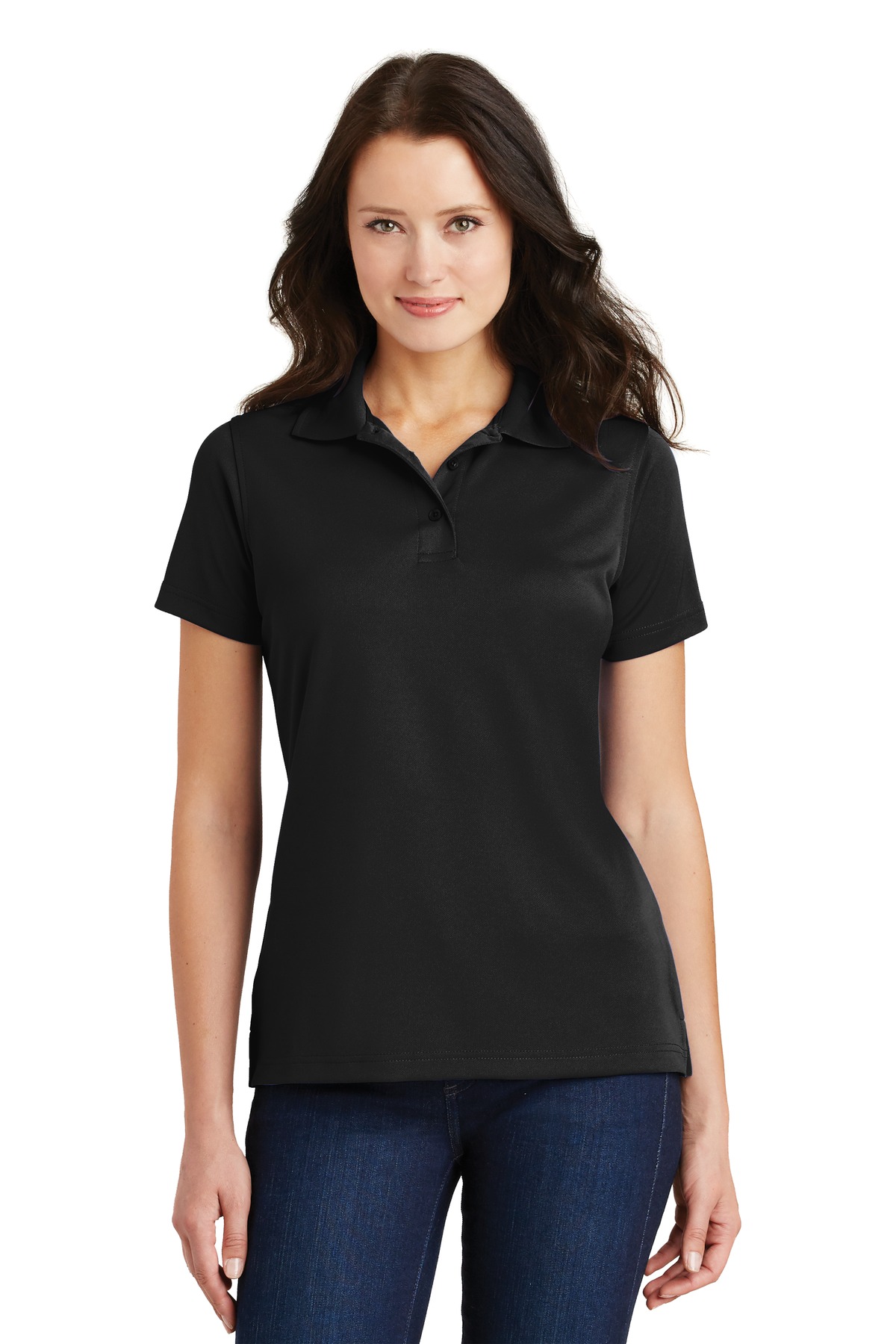 DISCONTINUED Port Authority Ladies Poly-Charcoal Blend Pique Polo. L497