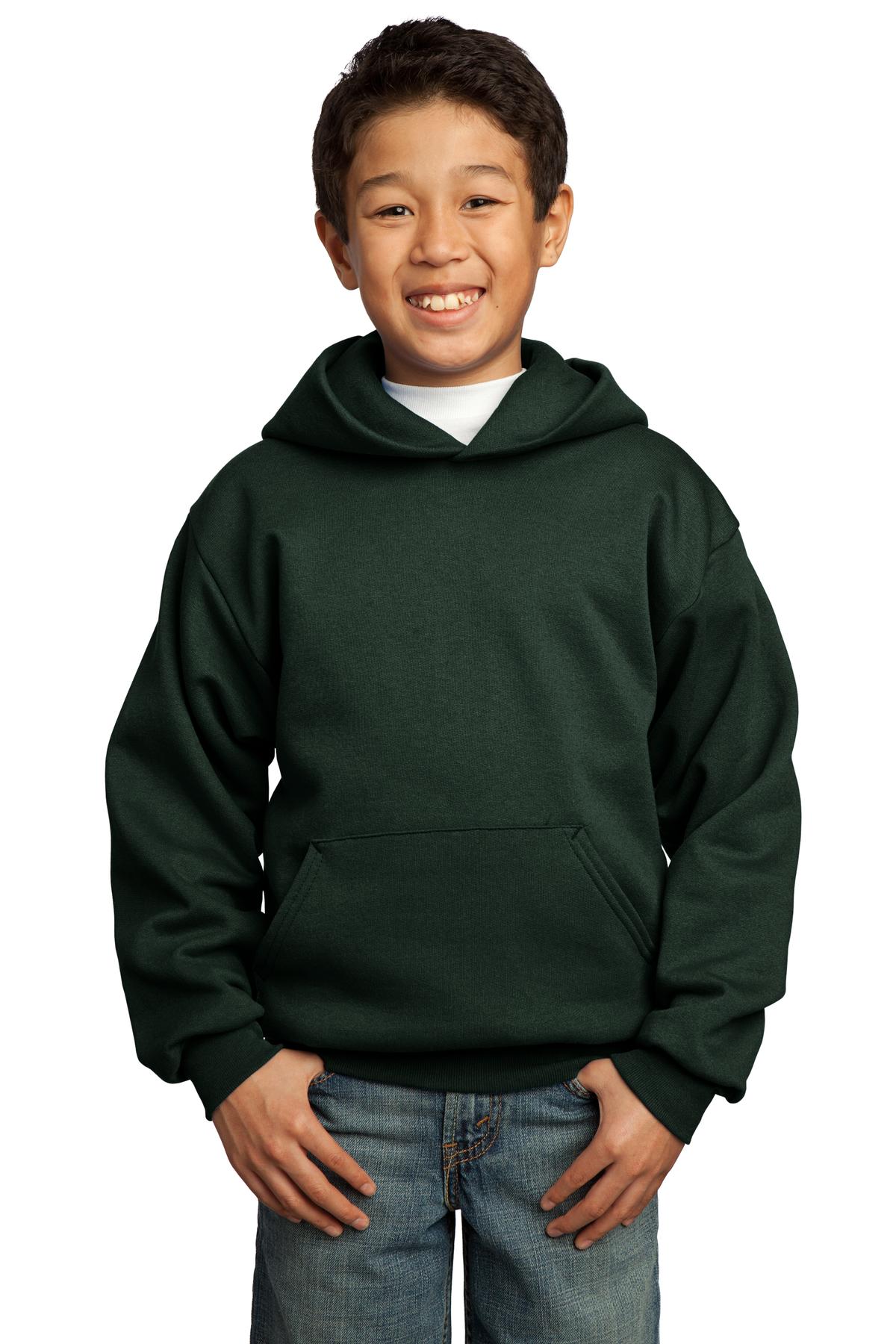 Port & Company – Youth Core Fleece Pullover Hooded Sweatshirt.  PC90YH