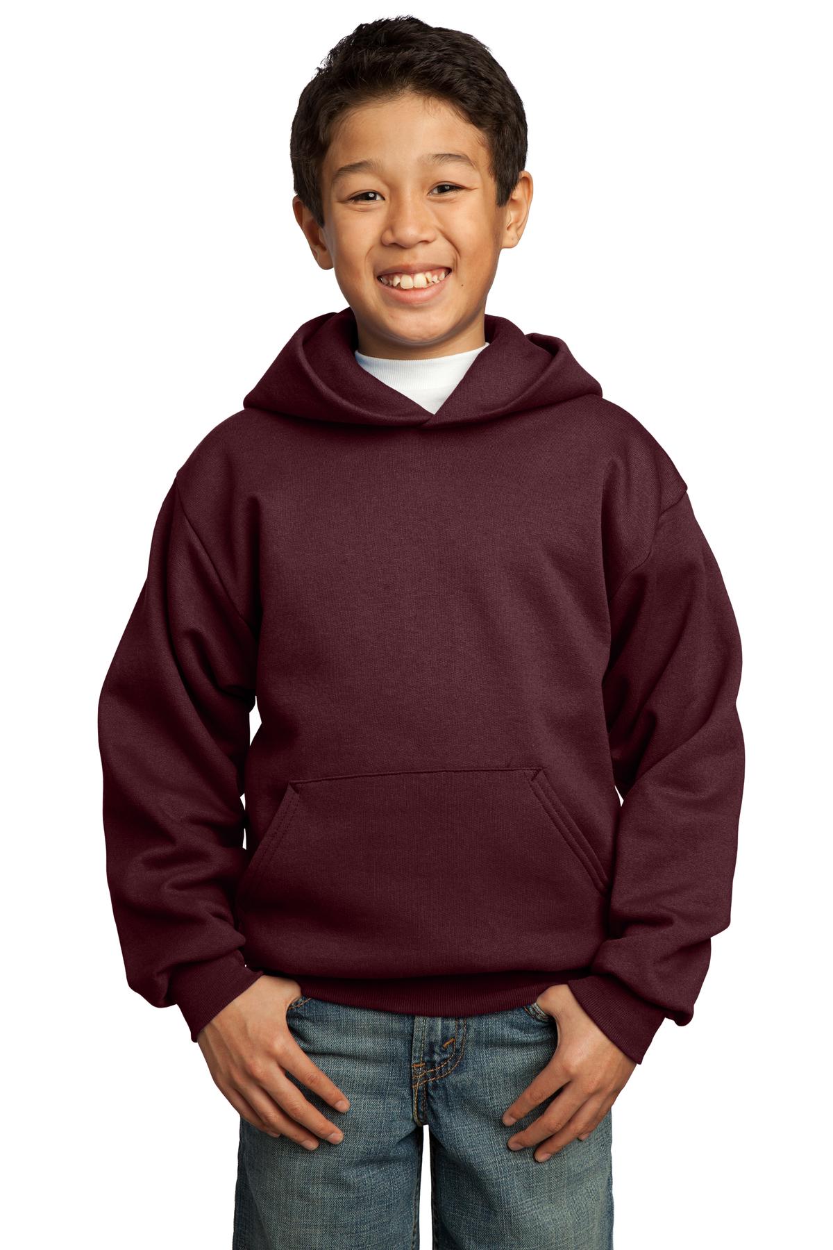 Port & Company – Youth Core Fleece Pullover Hooded Sweatshirt.  PC90YH