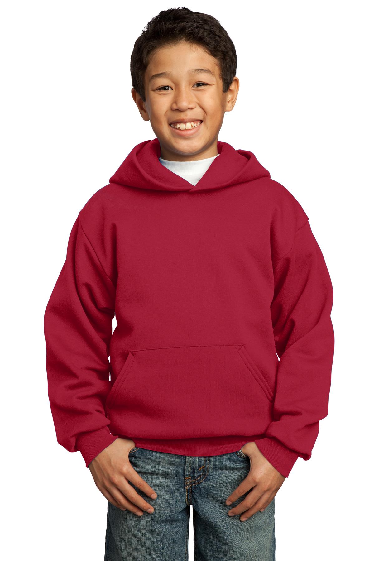 Port & Company – Youth Core Fleece Pullover Hooded Sweatshirt.  PC90YH