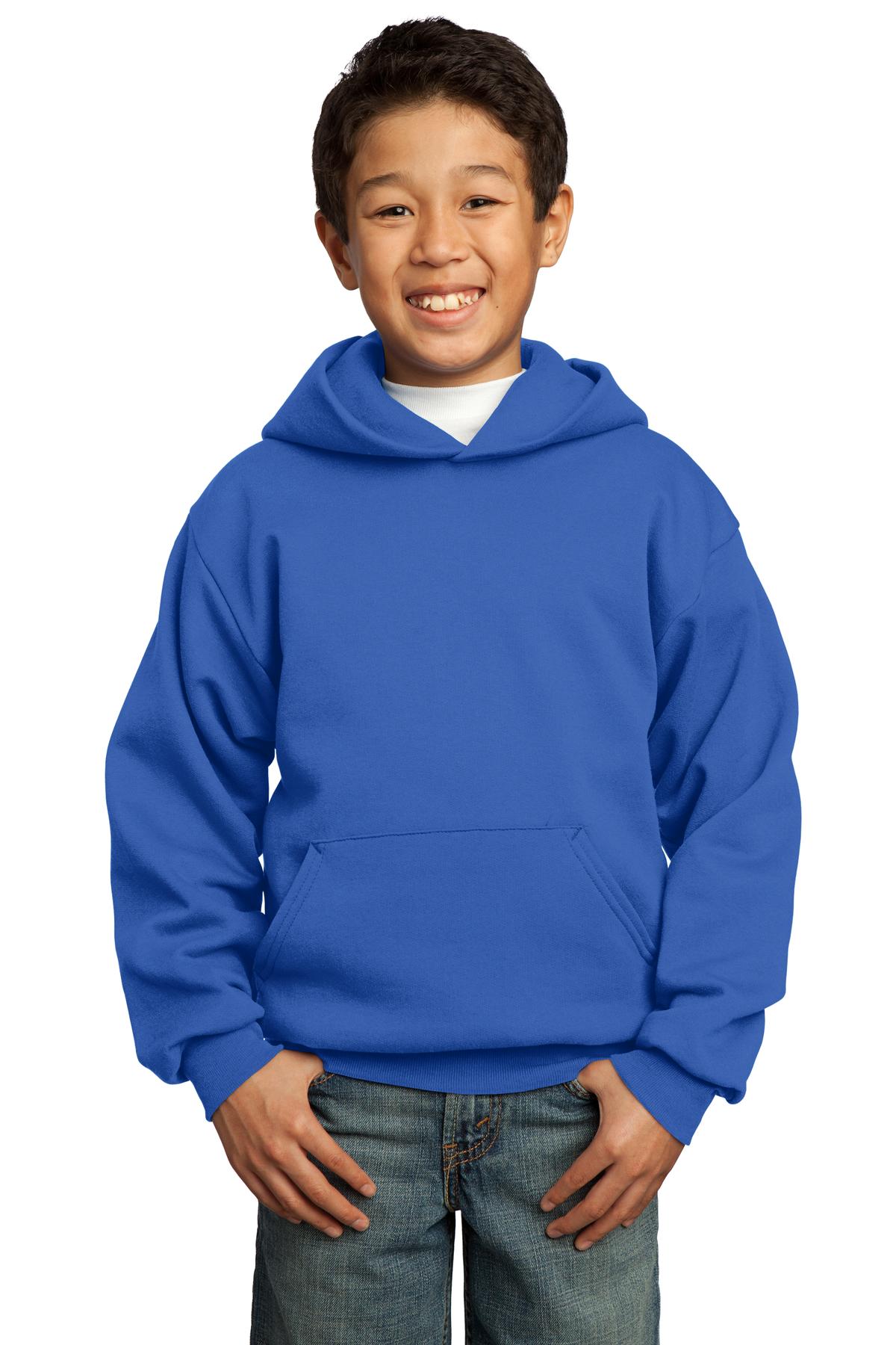 Port & Company – Youth Core Fleece Pullover Hooded Sweatshirt.  PC90YH