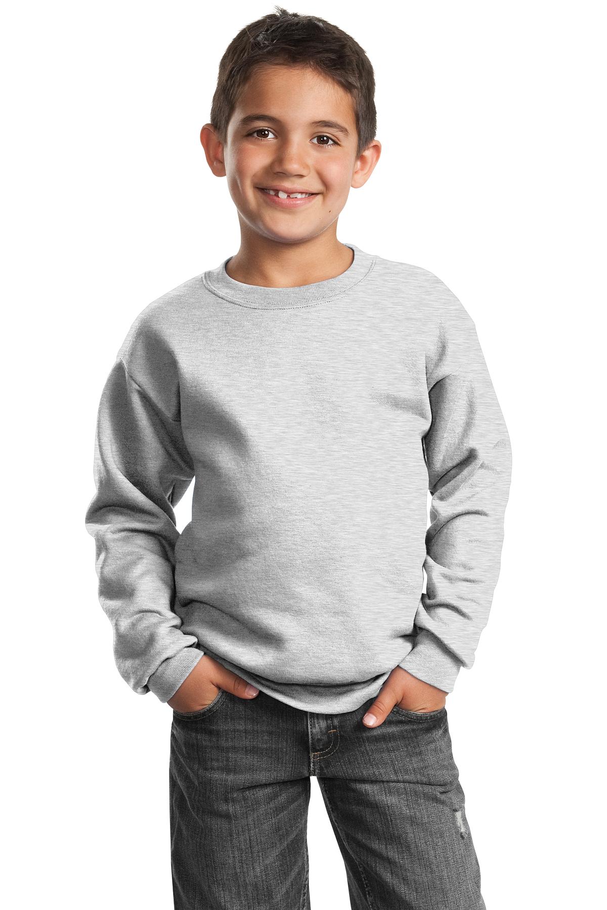 Port & Company – Youth Core Fleece Crewneck Sweatshirt.  PC90Y