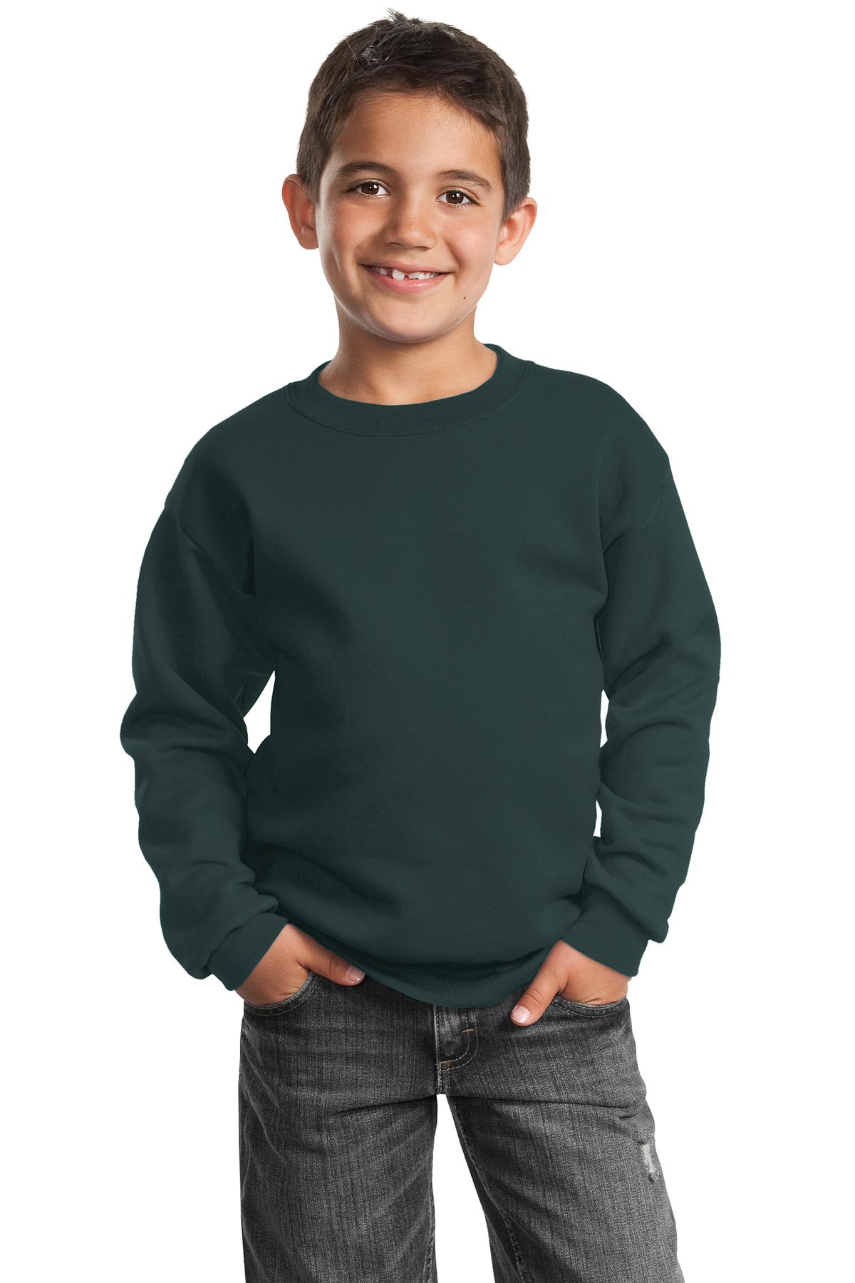 Port & Company – Youth Core Fleece Crewneck Sweatshirt.  PC90Y