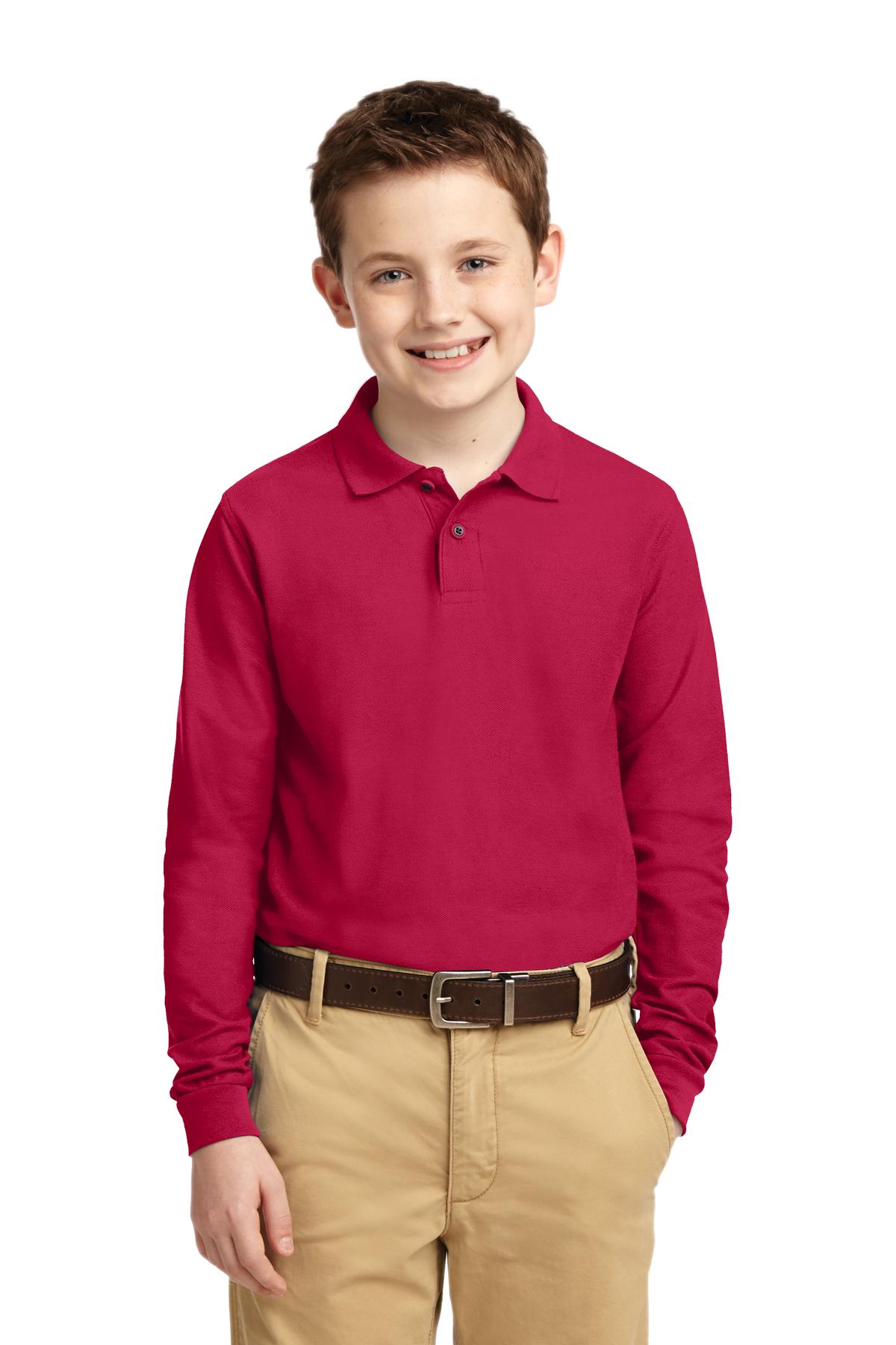 Port Authority Youth Long Sleeve Silk Touch Polo.  Y500LS