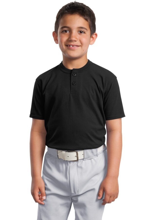 DISCONTINUED Sport-Tek Youth Short Sleeve Henley. YT210