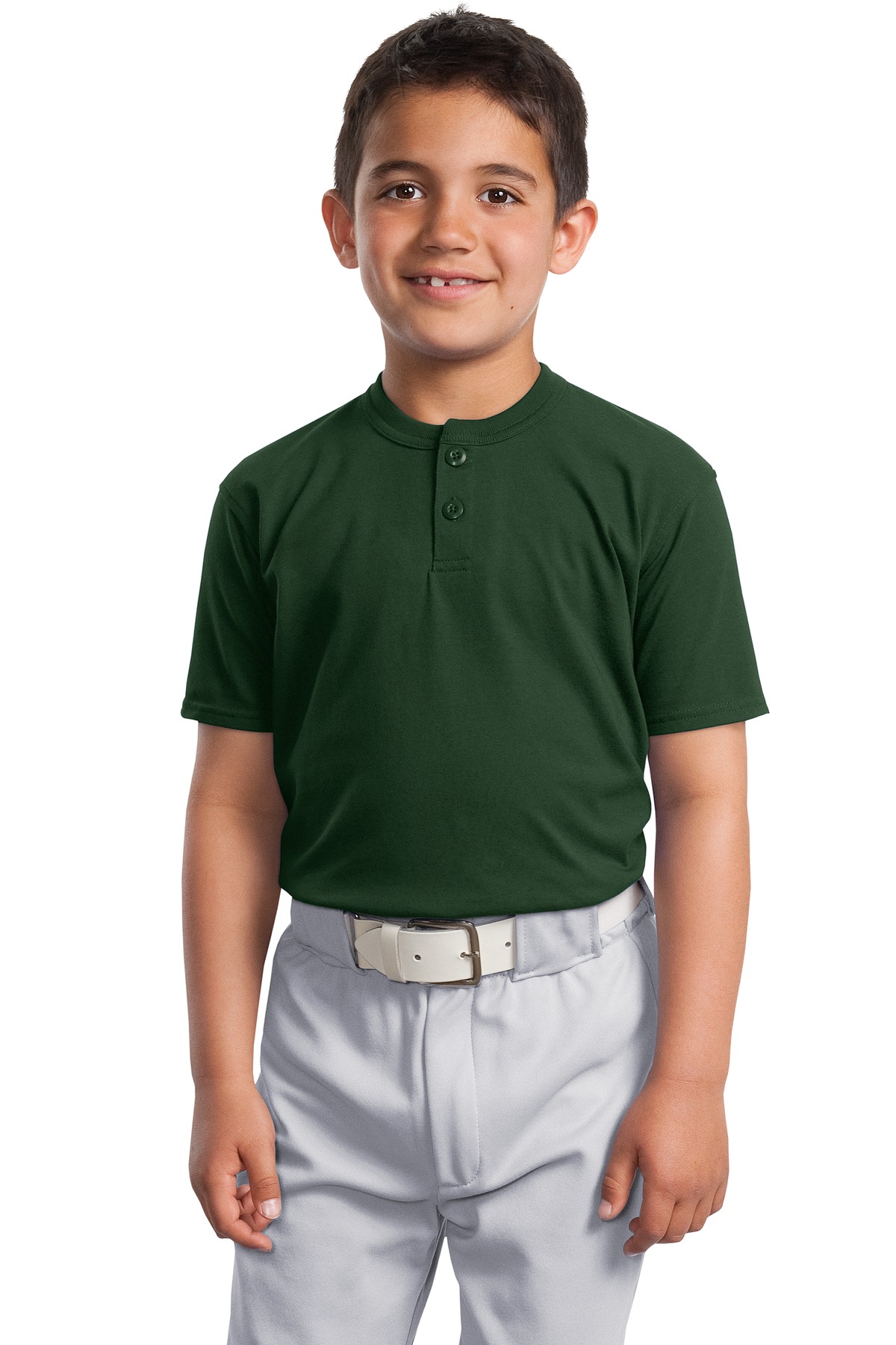 DISCONTINUED Sport-Tek Youth Short Sleeve Henley. YT210