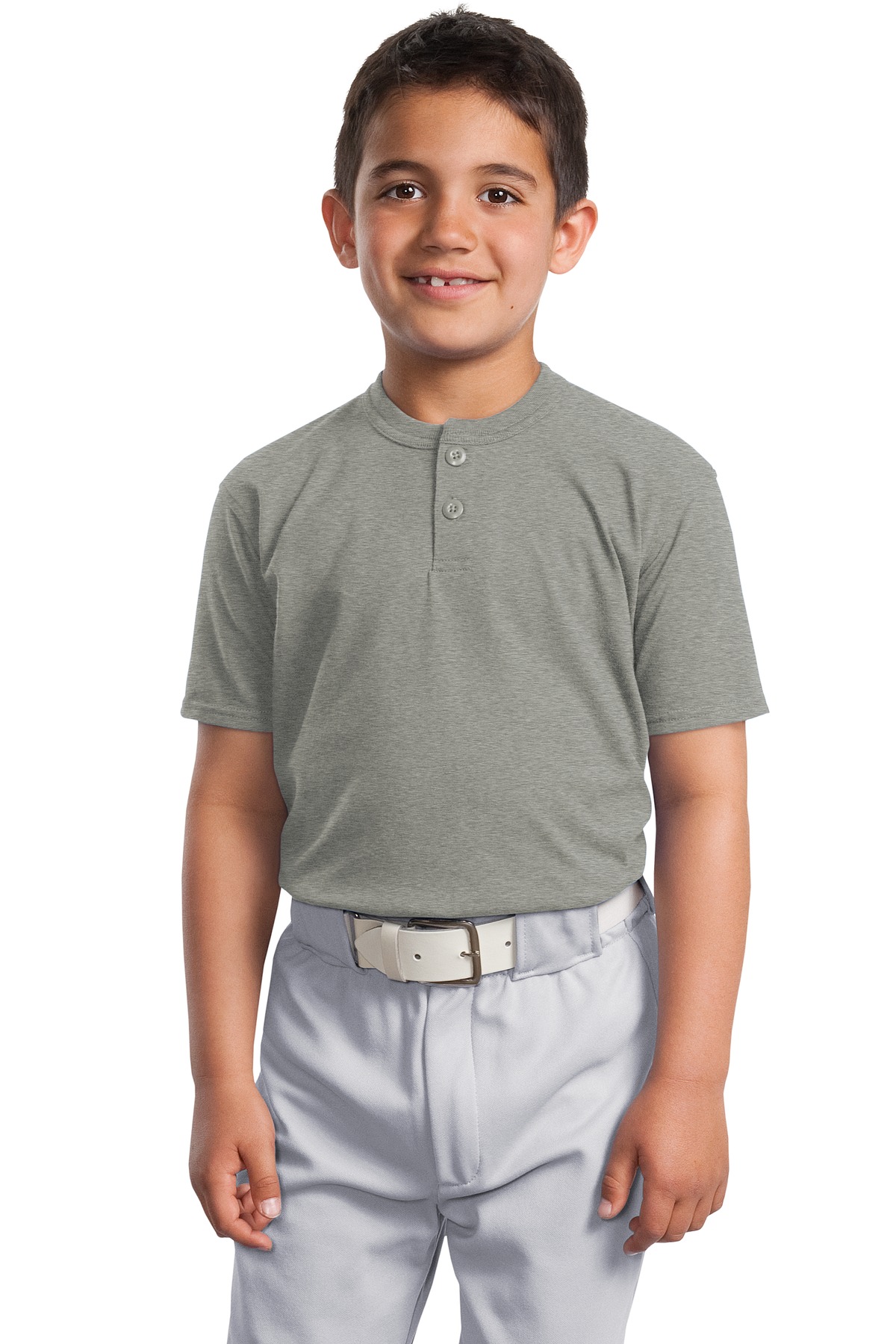 DISCONTINUED Sport-Tek Youth Short Sleeve Henley. YT210