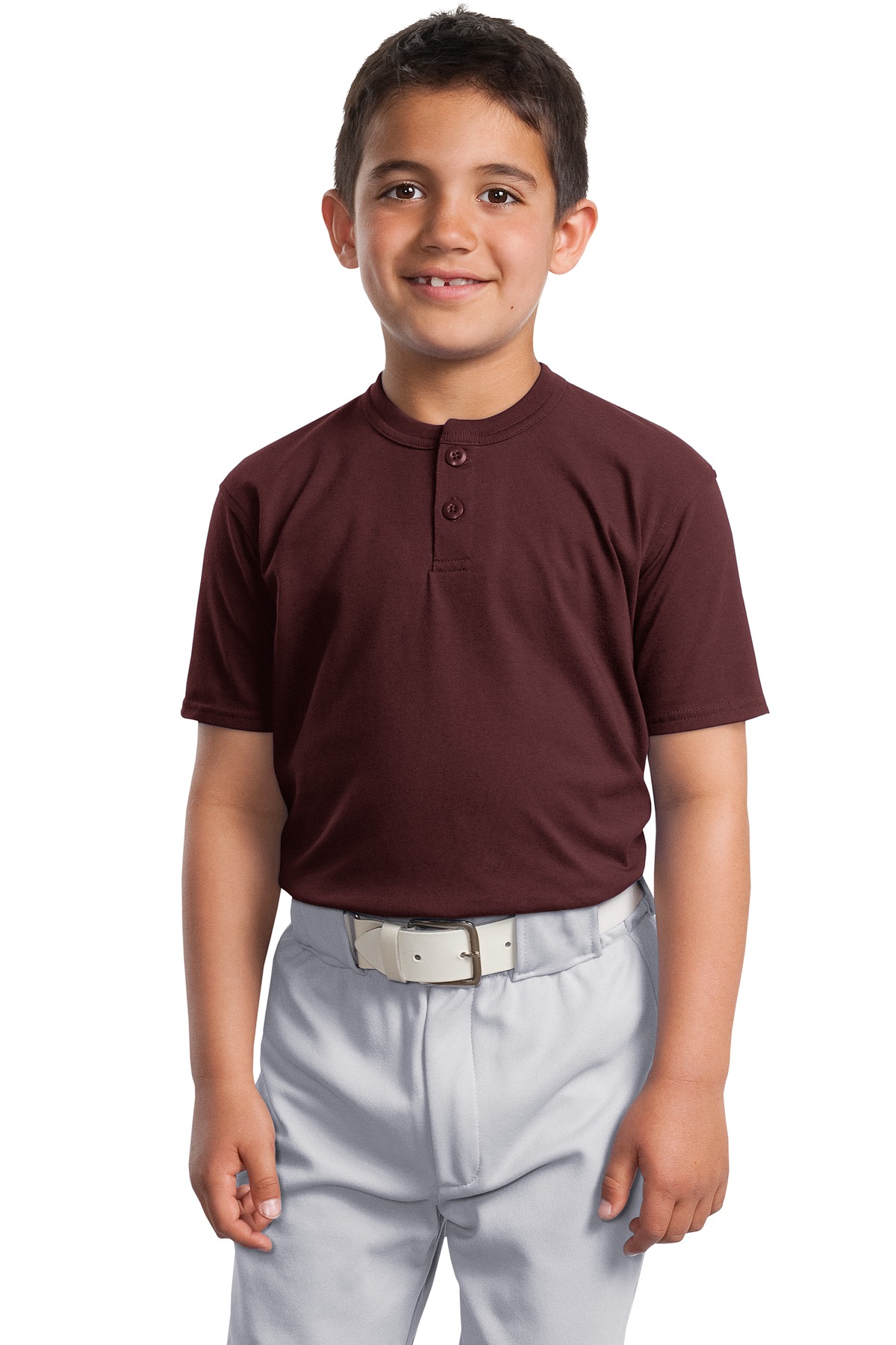 DISCONTINUED Sport-Tek Youth Short Sleeve Henley. YT210