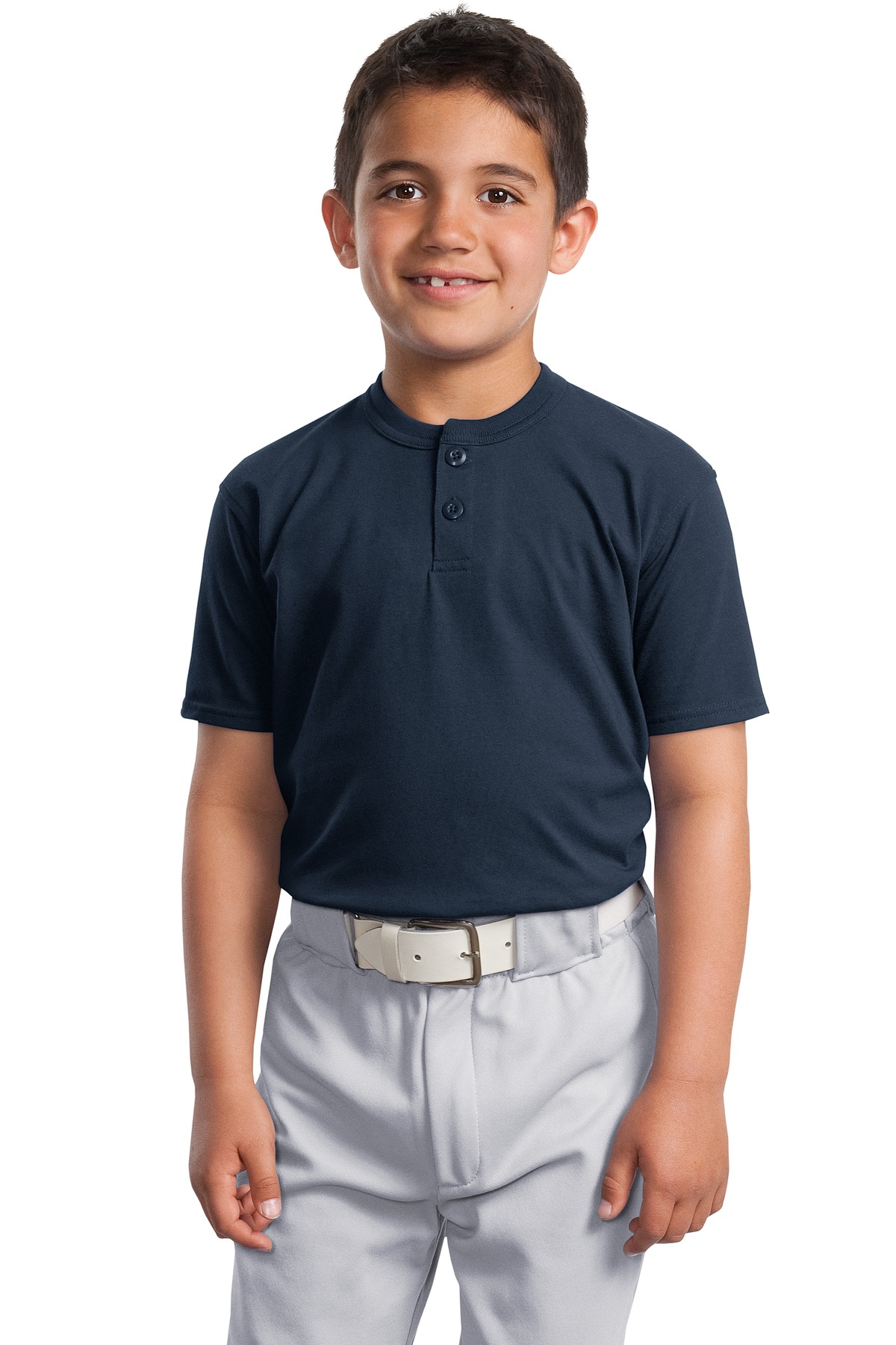 DISCONTINUED Sport-Tek Youth Short Sleeve Henley. YT210